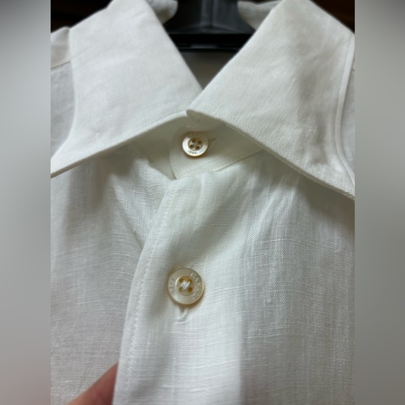 COPY - Bright white linen Canali like NEW button down. Perfect for resort wear! - Picture 3 of 5